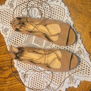 Sam Edelman Faux Suede Peep Toe Roman Sandals
